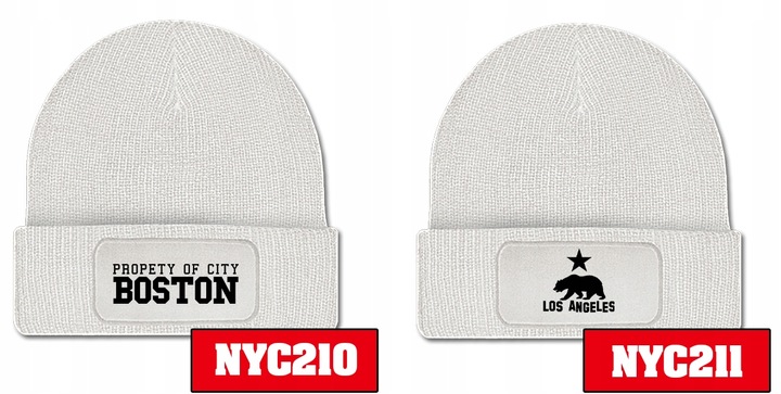 CZAPKA ZIMOWA KLASYCZNA BIAŁA NYC New York Wzory