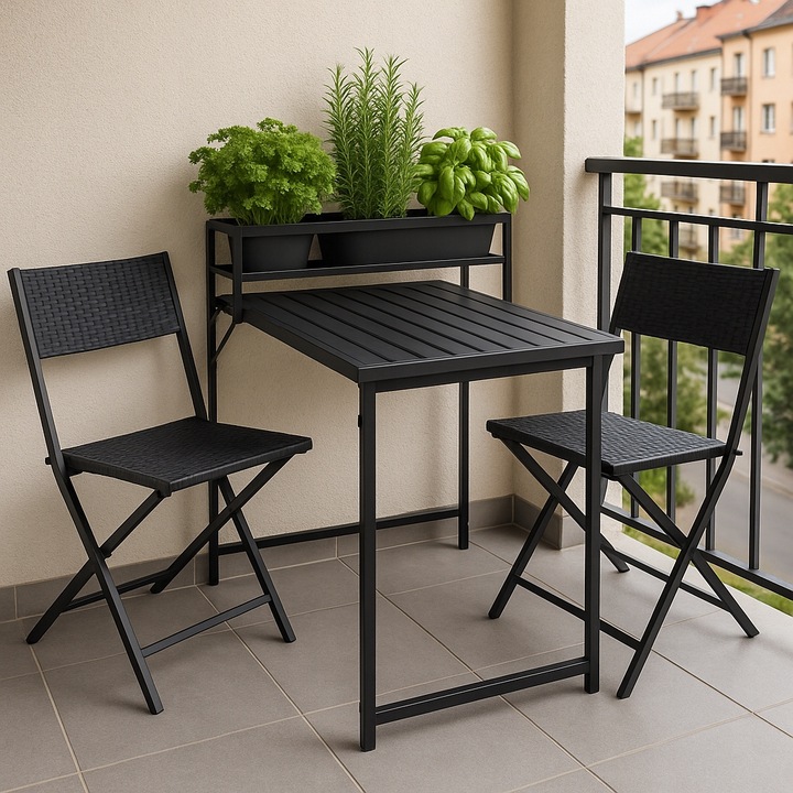 MEBLE NA BALKON OGRÓD TARAS składane komplet ZESTAW Stół 2 krzesła