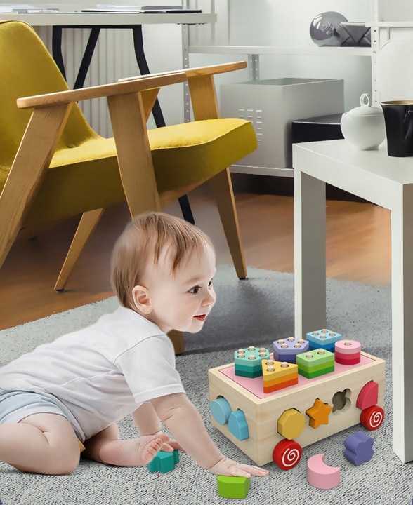 Drewniana kostka EDUKACYJNA SORTER KLOCKI 924