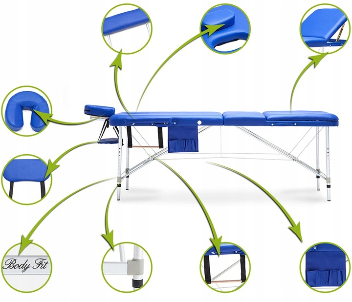 STÓŁ ŁÓŻKO DO MASAŻU 3-SEGMENT ALU LEKKIE BODYFIT