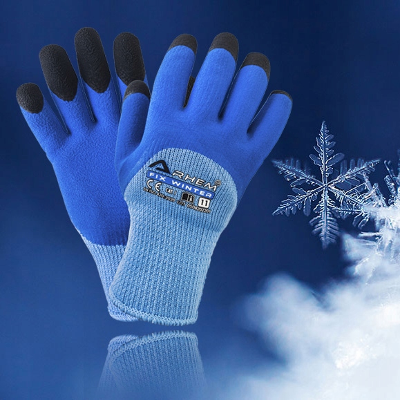 12 PAR Rękawice Robocze Ochronne BHP Ocieplane Zimowe Grube Arhem Winter 10