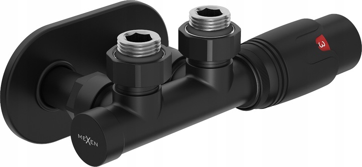MEXEN G00 ZESTAW TERMOSTATYCZNY KĄTOWY Z MASKOWNICĄ R DUPLEX DN50 CZARNY