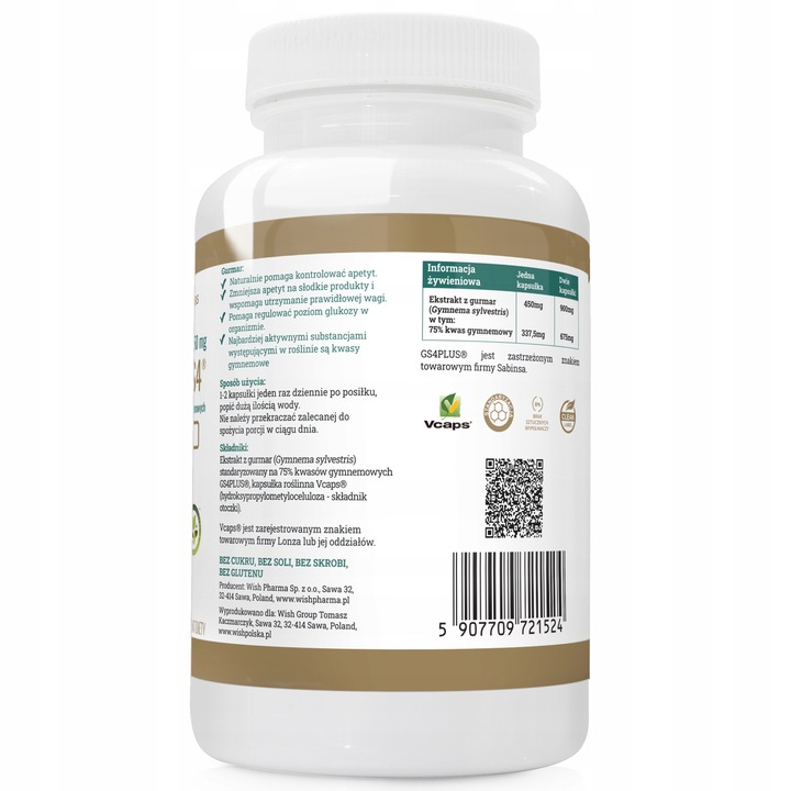 Gurmar GS4 Ekstrakt 75% ZMNIEJSZA APETYT 90kap