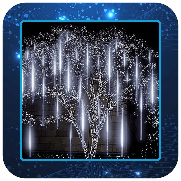 METEORY 50 CM LAMPKI PADAJĄCY ŚNIEG OŚWIETLENIE ŚWIĄTECZNE IP44 360 LED 6M