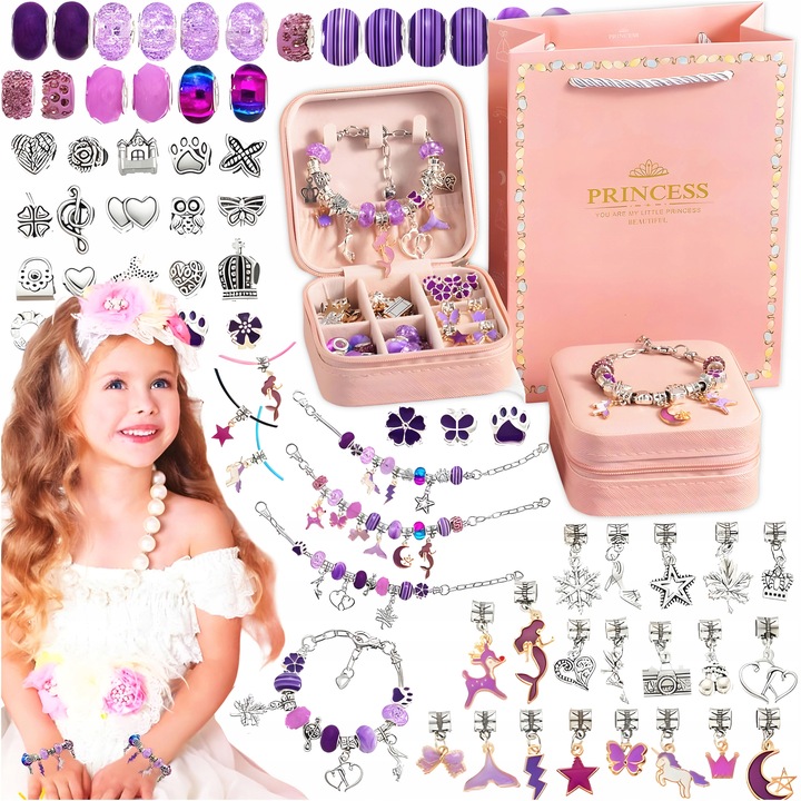 ZESTAW DO ROBIENIA NASZYJNIKÓW BRANSOLETEK KREATYWNY PREZENT DLA DZIECI