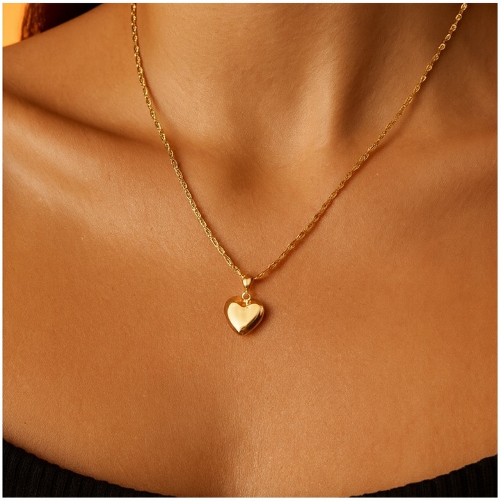 ZŁOTY ŁAŃCUSZEK KORDEL Z SERCEM KLASYCZNYM, DLA KOBIETY ŻONY MAMY CÓRKI 18K