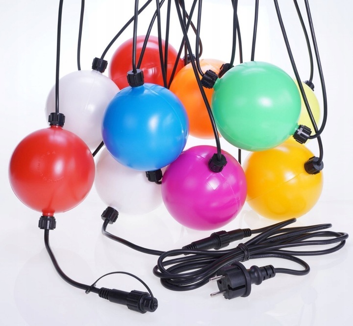 LAMPKI CHOINKOWE LED-10 DUŻE KULE ZEWNĘTRZNE MIX