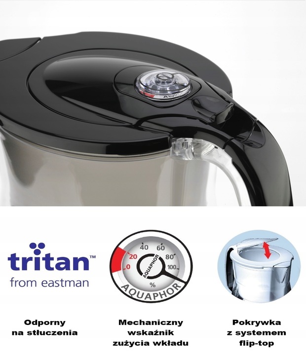 Dzbanek filtrujący do wody Aquaphor Onyx CZARNY 4.2 l +3 WKŁADY MG Maxfor