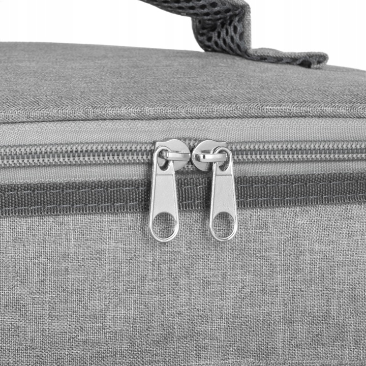 SOLIDNA TORBA TERMICZNA NA LUNCH PIKNIK 2 KOMORY + KIESZENIE PASEK SZARA