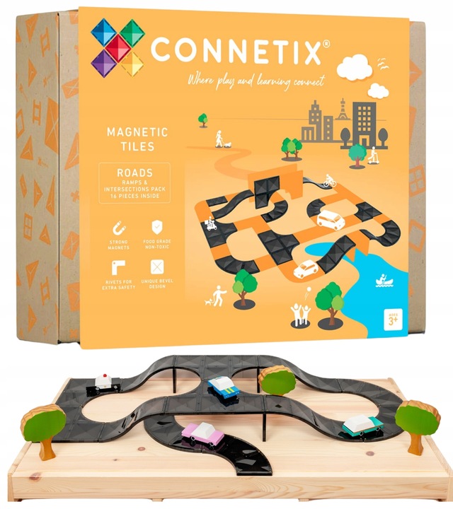 Klocki magnetyczne drogi Creative Roads Pack 16 elementów Connetix