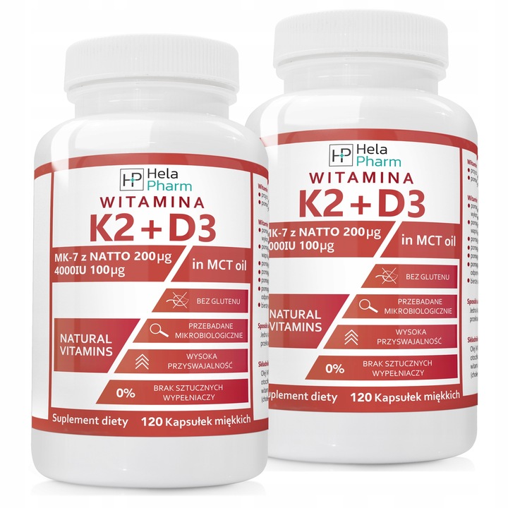 K2 MK-7 200µg+D3 4000IU 100µg w oleju MCT 360 kaps