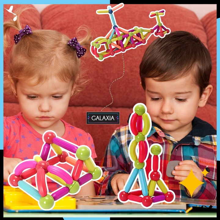 KLOCKI MAGNETYCZNE GALAXIA DUŻE Konstrukcyjne Dla Dzieci 120 el Magnetic