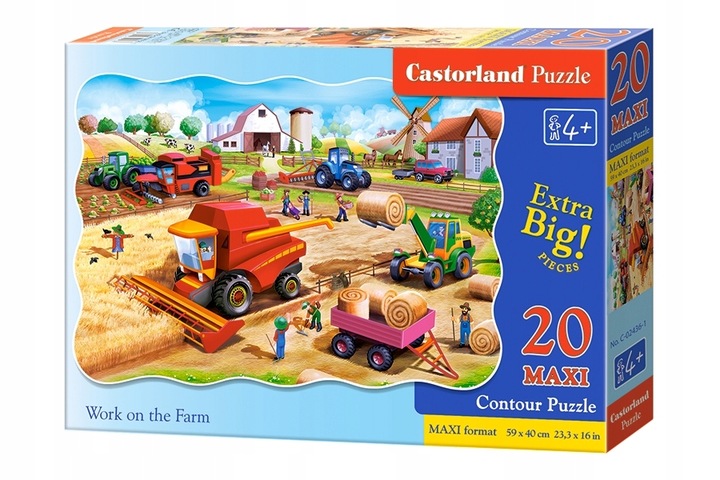 PUZZLE 20 MAXI UKŁADANKA WIEŚ FARMA TRAKTOR KOMBAJN POJAZDY PRACA 4+ CASTOR