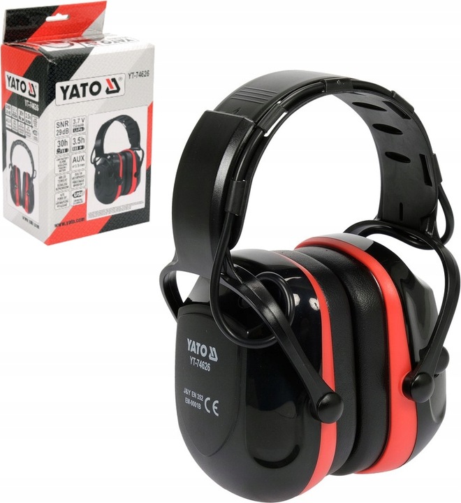 YATO NAUSZNIKI SŁUCHAWKI ELEKTRONICZNE PRZECIWHAŁASOWE BLUETOOTH SNR 29 dB