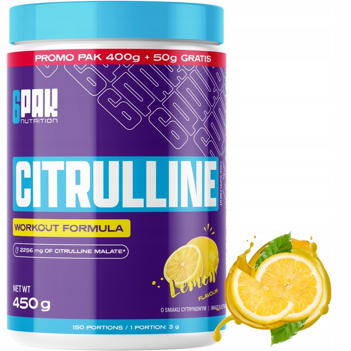 L-CYTRULINA Jabłczan 400G + 50G GRATIS Przedtreningówka POMPA Mięśniowa