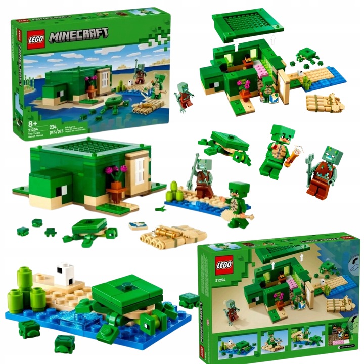 klocki LEGO Minecraft 21254 Domek na plaży żółwi 234 elementy
