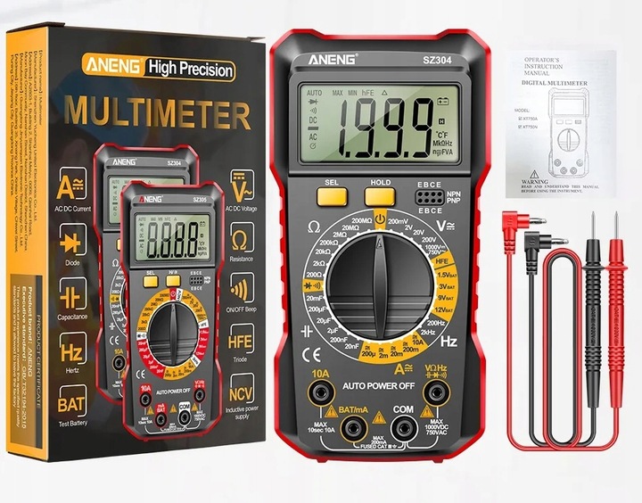 Miernik Multimetr Cyfrowy ANENG SZ304 funkcja HOLD