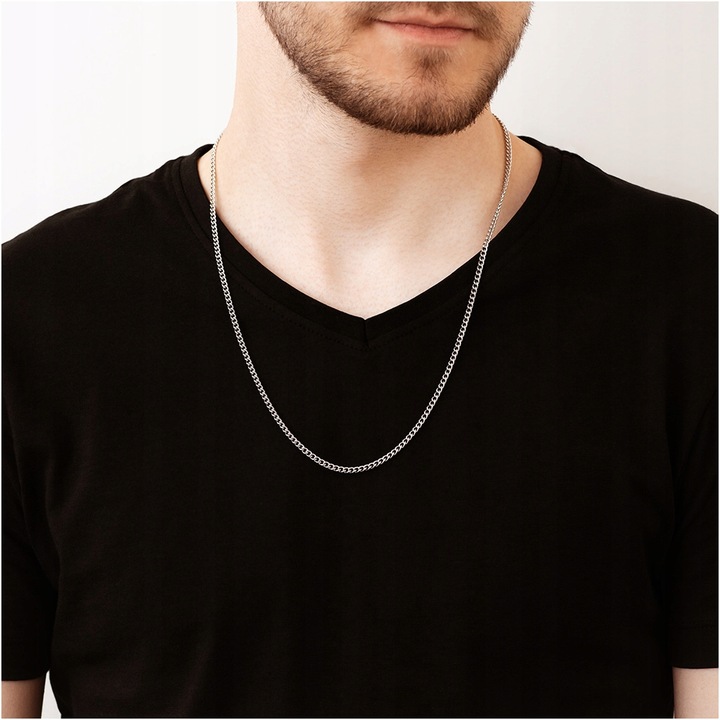 Łańcuszek męski ze stali chirurgicznej 316L srebrny splot Pancerka BLINGART