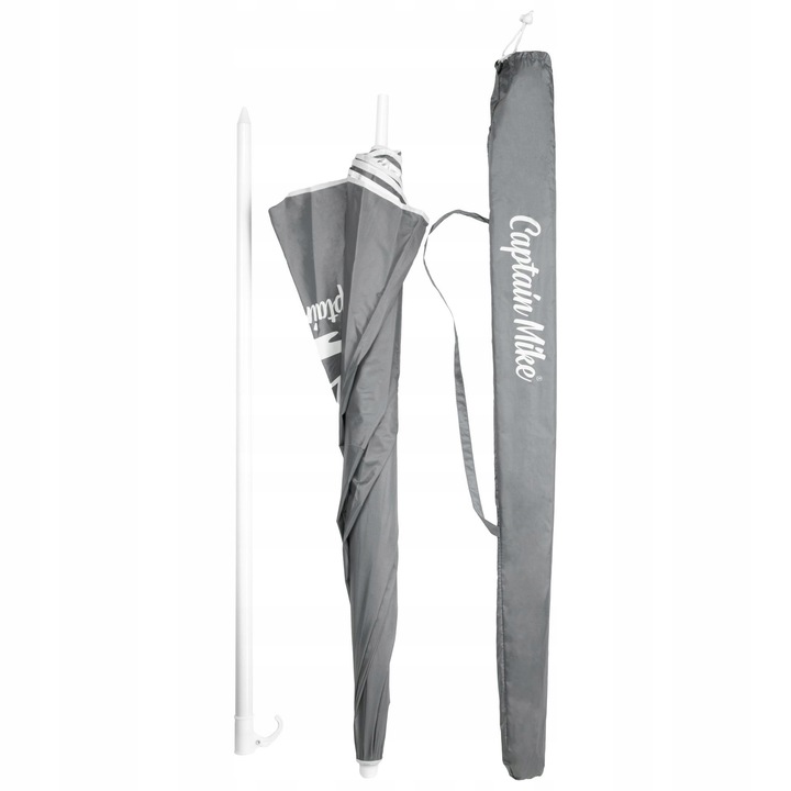 Parasol plażowy łamany z filtrem UPF50+ Captain Mike 160cm szary