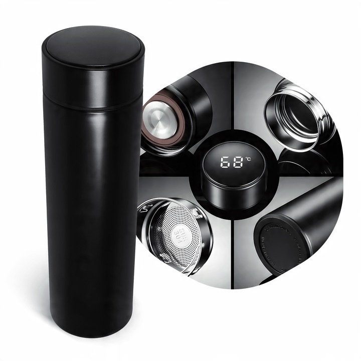 Kubek Termiczny Termos LED 500ml Duży | Butelka Na Kawę Herbatę Wyświetlacz