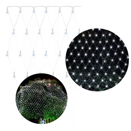 Siatka LED BIAŁA ZIMNA LAMPKI choinkowe KURTYNA 2,5x2,5m 230V