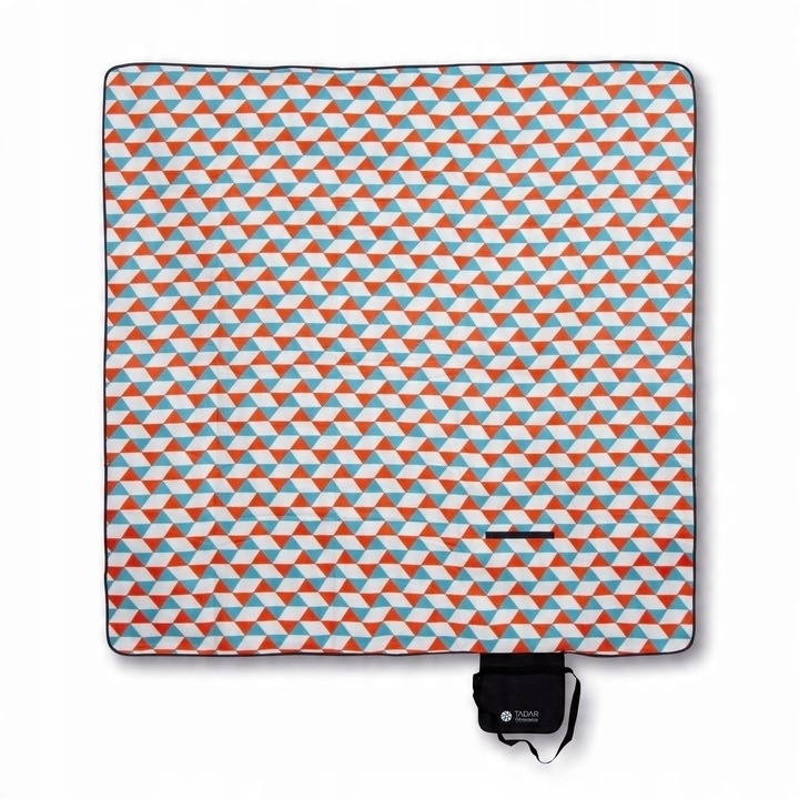 Piknikowa MATA PLAŻOWA KOC polarowy Z IZOLACJĄ 200x200cm DUŻA lekka MIĘKKA