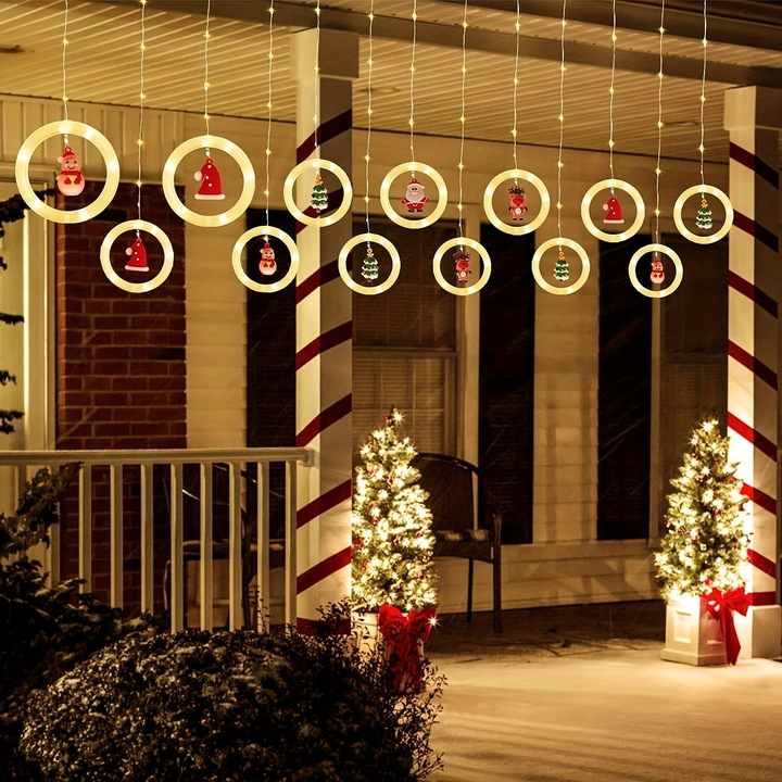 Światło Okien Świąteczne Pętle Świąteczne Oświetlenie Drzewa Świątecznego