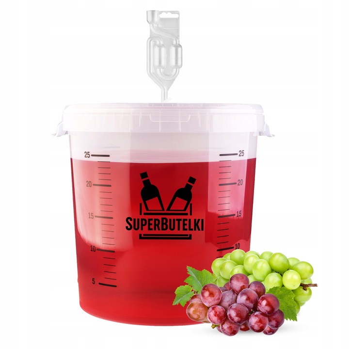 FERMENTATOR WIADRO FERMENTACYJNE 30 L na WINO PIWO z POKRYWĄ SKALĄ RURKĄ