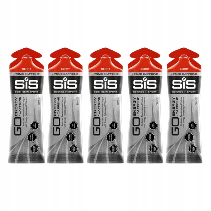 5x SIS żel energetyczny z kofeiną 60ml izotonik jagoda energy gel