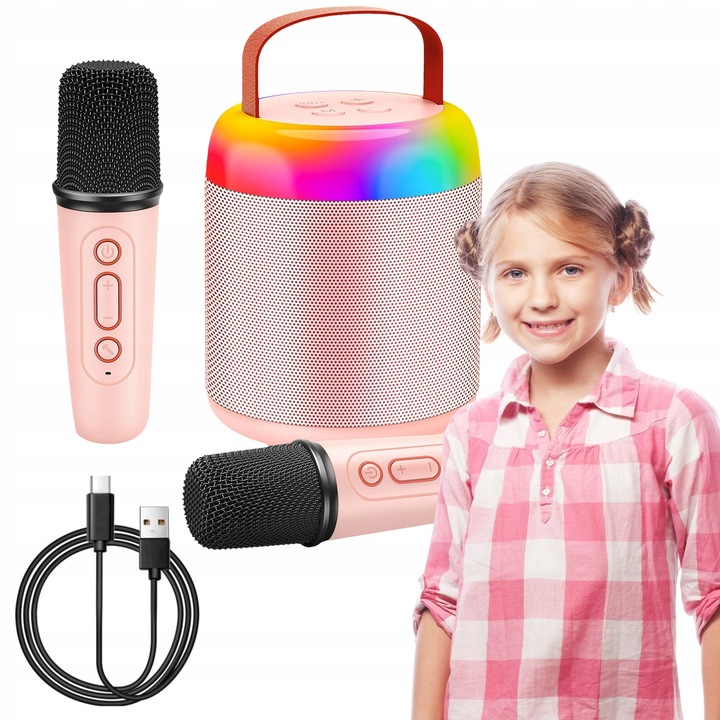 ZESTAW KARAOKE 2 MIKROFONY + GŁOŚNIK BEZPRZEWODOWY BLUETOOTH SUPER DŹWIĘK