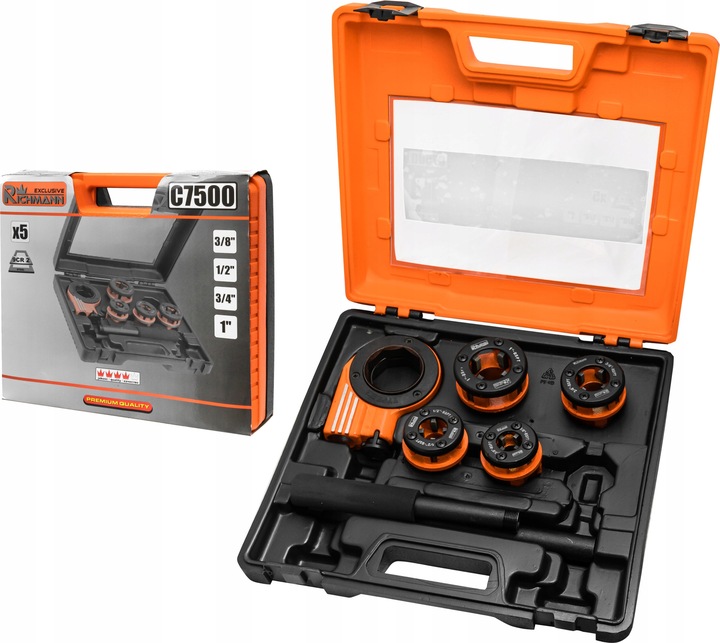 RICHMANN GWINTOWNICA RĘCZNA NARZYNKI DO RUR 4 GŁOWICE 5el 3/8" 3/4" 1/2" 1"