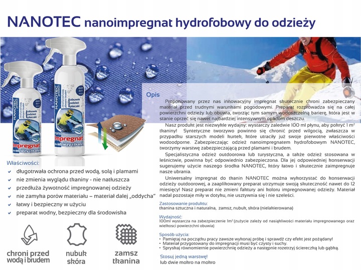 Ochronny impregnat do odzieży 500ml NanoTec