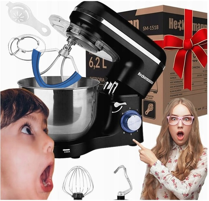 ROBOT KUCHENNY PLANETARNY MIKSER WIELOFUNKCYJNY 2200W HECKERMANN MISA 6,2L