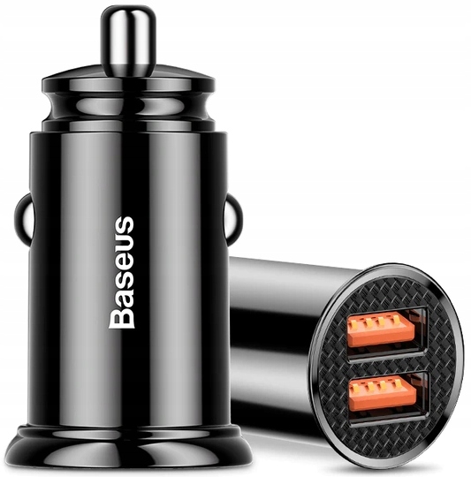 BASEUS SZYBKA ŁADOWARKA SAMOCHODOWA DO TELEFONU 30W 2x USB 5A QC 3.0 AFC
