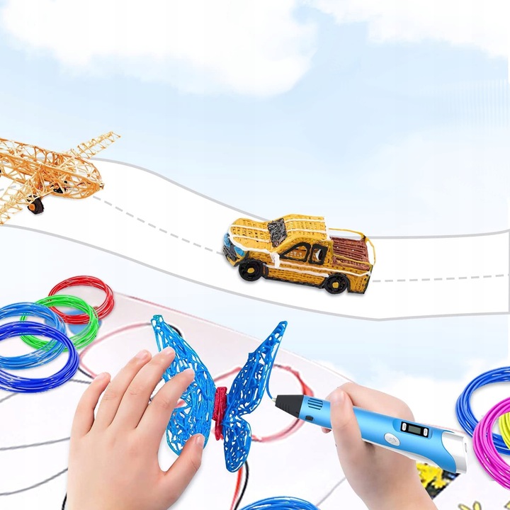 ZESTAW MAGICZNY DŁUGOPIS DRUKARKA 3D PEN KOLOROWE WKŁADY TABLET GRAFICZNY