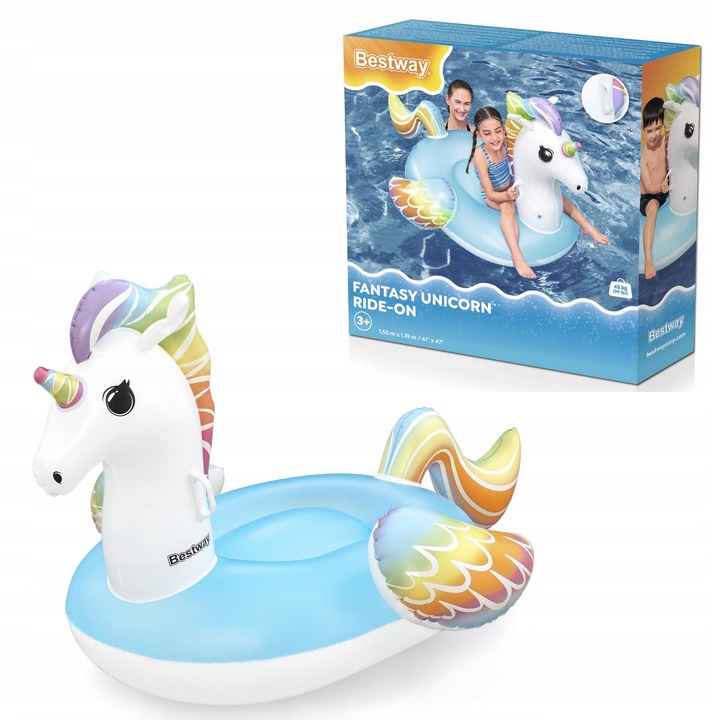 41114 Dmuchany JEDNOROŻEC materac 1,55 mx1,19 CM DLA DZIECI UCHWYTY BESTWAY