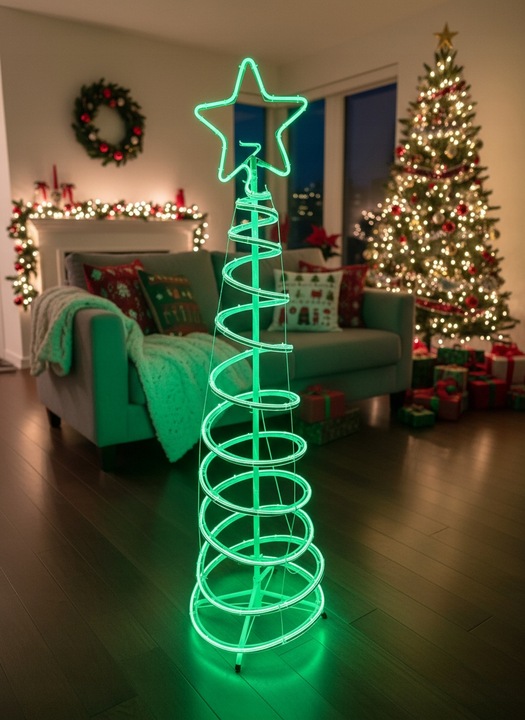 Choinka LED Neonowa Zielona 120 cm Świąteczna Ozdoba Świecąca Zewnętrzna