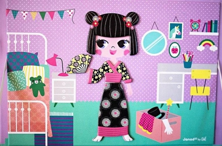 Układanka magnetyczna Magnetibook Kostiumy Dziewczynka dla dzieci 3+, Janod