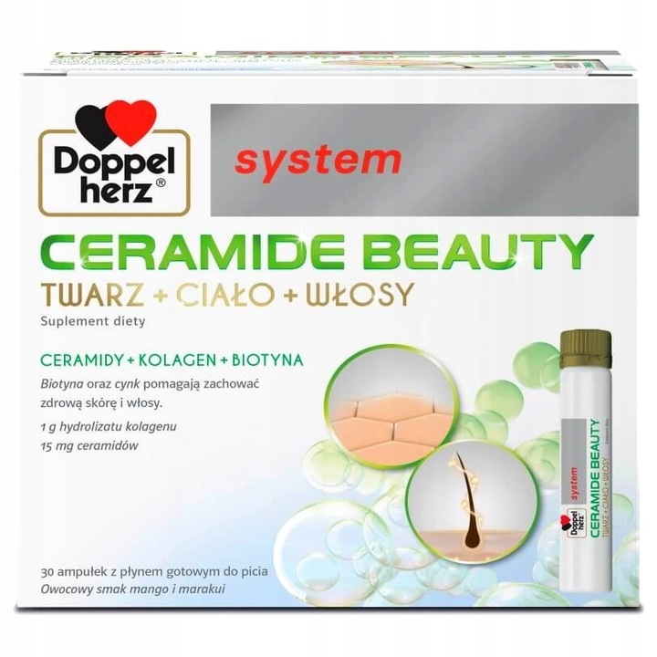 DOPPELHERZ SYSTEM CERAMIDE BEAUTY TWARZ CIAŁO WŁOSY 30 AMPUŁEK