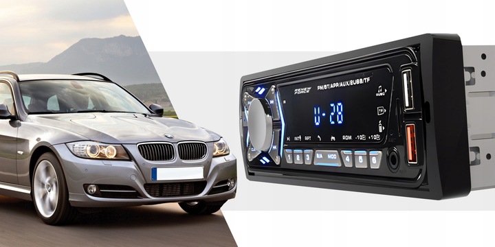 Radio Samochodowe Bluetooth 1-DIN USB AUX MP3 LCD Mikrofon Pilot Zestaw