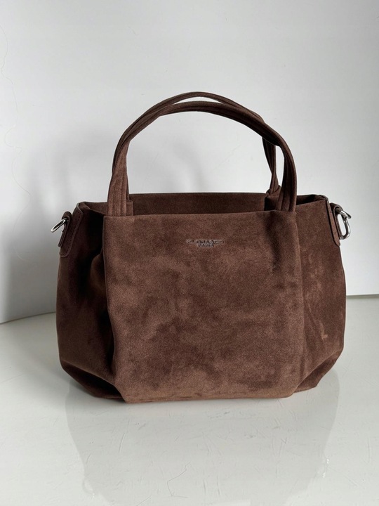 Torba Flora&Co torebka czekoladowa zamsz zamszowa eco brązowa shopper viral