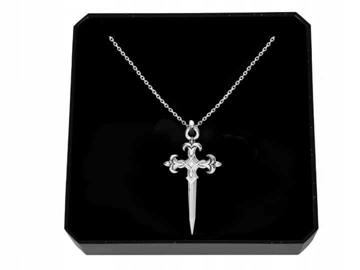 NASZYJNIK SREBRNY 925 - KRZYŻYK SZTYLET