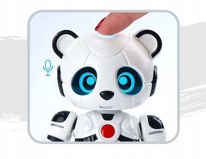 INTERAKTYWNY ROBOT PANDA MÓWI POWTARZA GRA ŚWIECI ZABAWKA DLA DZIECI