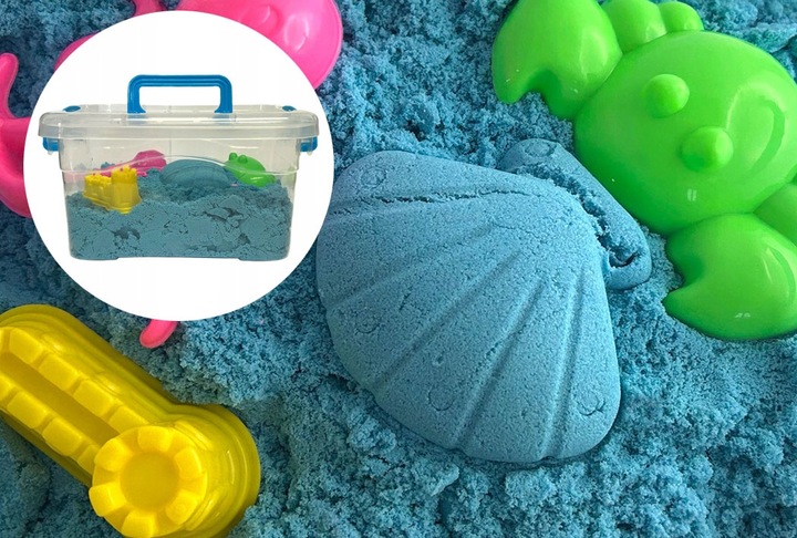 ZESTAW PIASEK KINETYCZNY 2kg + BASEN PIASKOWNICA FOREMKI WALIZKA 18 elem