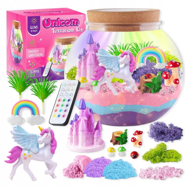 Zestaw Kreatywny Magiczne Terrarium Jednorożca DIY z Podświetleniem LED