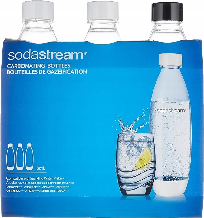 3x BUTELKI BUTLE BUTELKA ZESTAW 3x 1L NA WODĘ SodaStream Fuse | DO ZMYWARKI