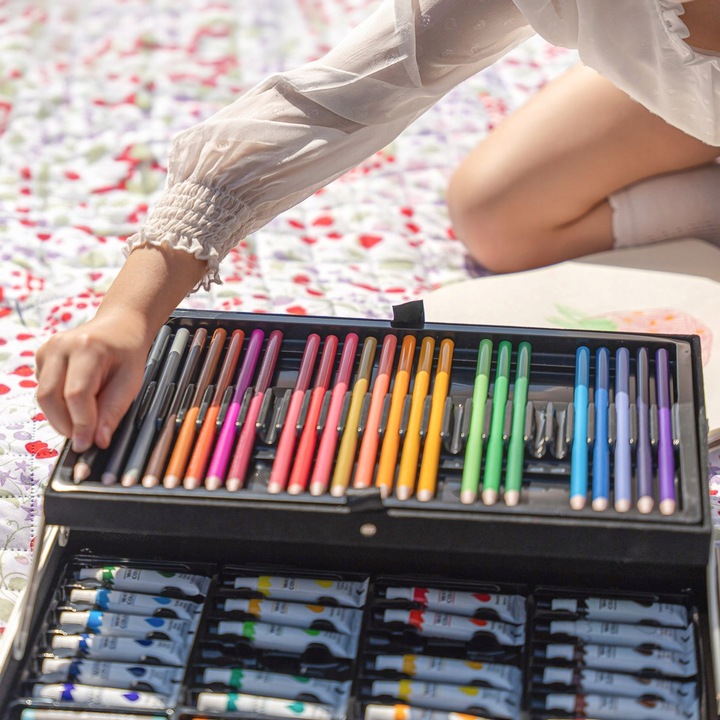 Zestaw Artystyczny, walizka z lamą, 145 elementów RAGI - RÓŻOWY