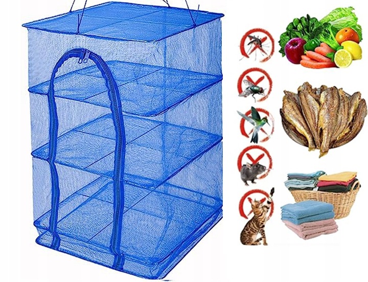 4 warstwowa Składana Siatka Nylonowa do Suszenia Ziol Grzybow Ryb Owoce