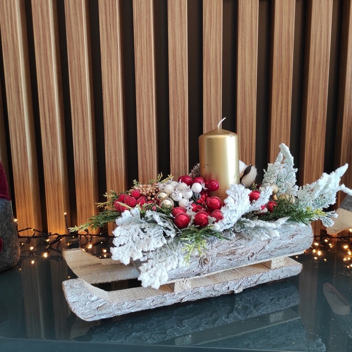 Doniczka donica sanki drewniane kory sanie duże