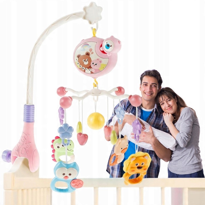 Karuzela do Łóżeczka Projektor Muzyka Pilot dla Chłopca Dziewczynki CE